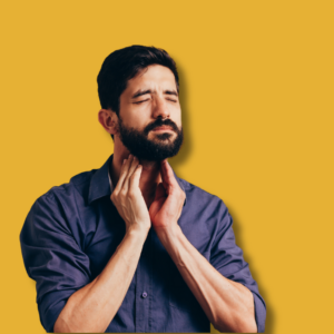 image of man practicing throat wellness checks