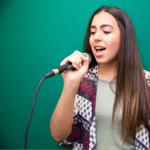 woman singing doing exercises for a clear throat