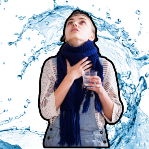 woman doing gargle with salt water for sore throat