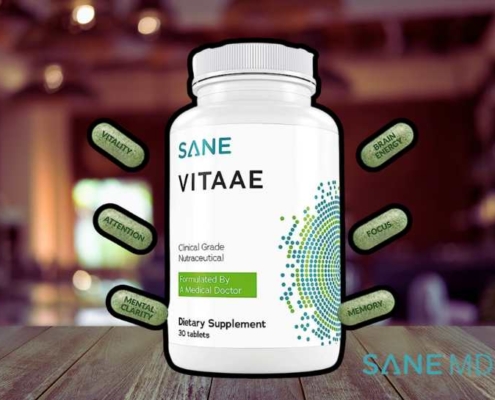 Bottle of SANE MD Vitaae Ingredients on back image