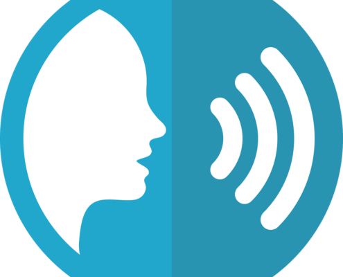 An image of a speech icon of a voice talking.