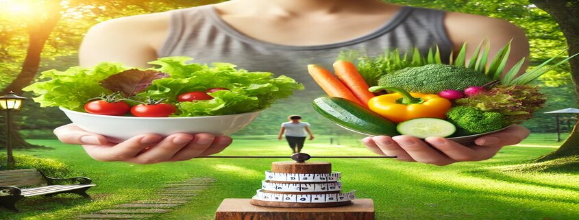 An image of a man holding two plates of vegetables for Mounjaro weight loss