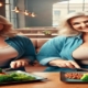 Two women eating healthy dinners together to aid thier GPI-1 medication