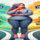 Switching from Saxenda to Wegovy is depicted in this illustration of a woman standing at a crossroads. One road is marked 'Saxenda,' and the other 'Wegovy,' as she thoughtfully considers her options. The vibrant background blends urban and natural elements, symbolizing health and lifestyle choices.