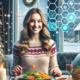 An image of an overweight woman holding a plate of healthy food during a holiday celebration due to Zepbound