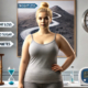 Is Zepbound the same as Mounjaro? This image visually represents the distinction between weight loss and diabetes medications, featuring a heavier woman in a gray tank top standing in a modern room. A directional signpost points to options for weight loss and blood sugar control. A glucose monitor sits on a table, while a framed picture of a winding road symbolizes a weight loss journey. Hourglasses and a clock emphasize the passage of time.