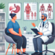 Is Saxenda the Same as Wegovy? A doctor and a plus-sized female patient sit in a medical office, engaged in a discussion about weight loss options, with anatomical charts and bookshelves in the background.