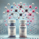 Contrave and Topamax together are depicted in this scientific medical illustration, showcasing their potential drug interactions. The image features two pill bottles labeled 'Contrave' and 'Topamax' with molecular structures floating between them, symbolizing their interaction.