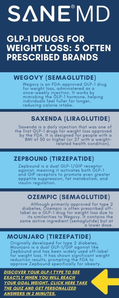 GLP-1 Drugs for Weight Loss: 5 Often Prescribed Brands Infographic