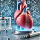 Can GLP-1 drugs boost weight loss and improve heart health? This futuristic medical image showcases a detailed human heart model wrapped with a stethoscope, set against a high-tech background featuring an injectable pen, holographic molecular structures, and medical data screens.