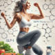Which GLP-1 is best for weight loss in 2025? A fit woman in her mid-50s with salt-and-pepper gray hair exercises in modest workout attire while eating a healthy meal. A GLP-1 injectable pen labeled "GLP-1" is prominently displayed, with subtle scientific elements in the background representing medical research on weight loss treatments.
