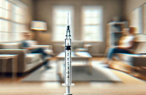 What are Ozempic Eyes depicted through blurry vision with an injectable pen seen clearly in the foreground.