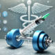 Do GLP-1 Drugs Cause Muscle Loss portrayed by dumbells, an injectable pen, and medical symptoms
