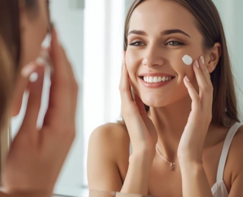 woman applying dark spots remover cream