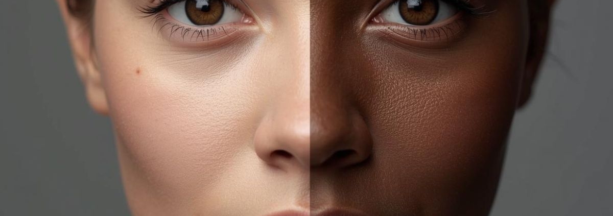 skin darkening hormone light skin becoming darker from left to right on someones face