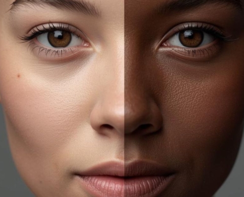 skin darkening hormone light skin becoming darker from left to right on someones face