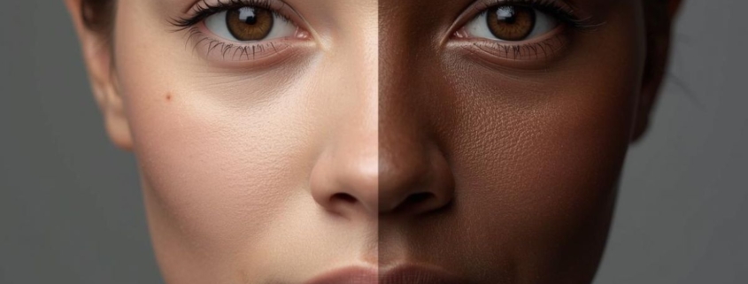 skin darkening hormone light skin becoming darker from left to right on someones face