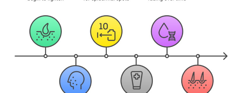 Complete timeline showing how long dark spots take to fade with different treatments from 3 to 12 months